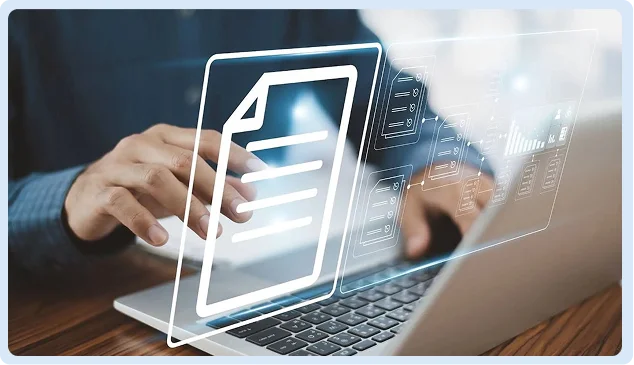Man using a laptop to verify claims