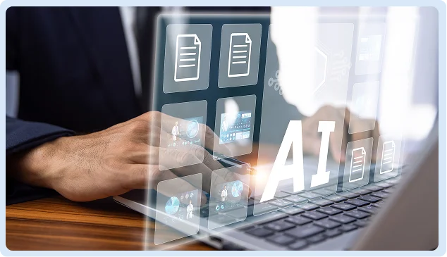 Man using a laptop to view AI-based coding